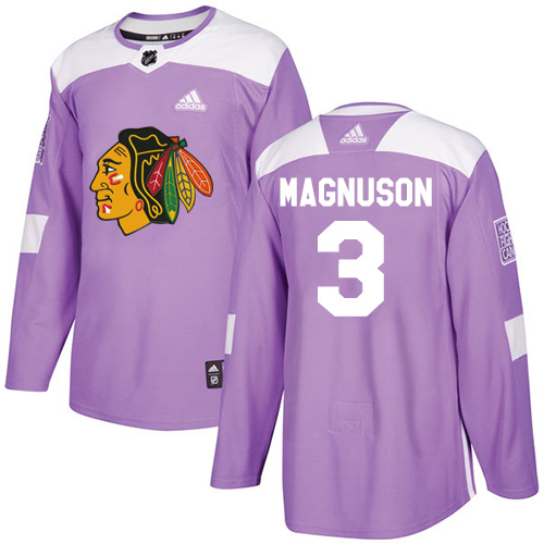Adidas Blackhawks #3 Keith Magnuson Purple Authentic Fights Cancer Stitched NHL Jersey - Click Image to Close